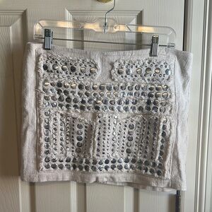 Elegant Silver Embellished Mini Skirt